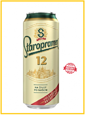 Купить Пиво светлое Старопрамен 12 0,5л. 5,2% (ж/б), Чехия (Импорт) в алкомаркете Изобилие вин